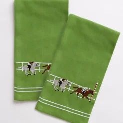 Pomegranate Inc Finish Line Horse Racing Embroidered Hand Towels Hot