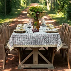 Pomegranate Inc Fleur de Lis Antique Jade Tablecloth