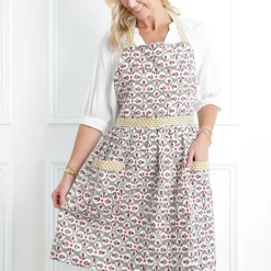 Pomegranate Inc Fleur de Lis Antique Jade Apron New