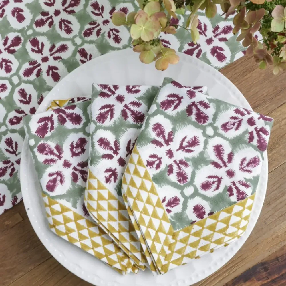 Pomegranate Inc Fleur de Lis Antique Jade Napkin | Set of 4 New