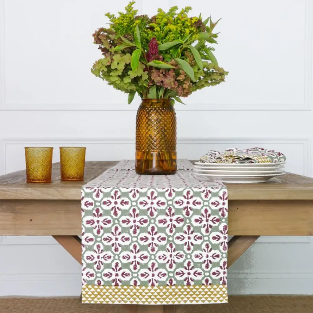 Pomegranate Inc Fleur de Lis Antique Jade Table Runner Online