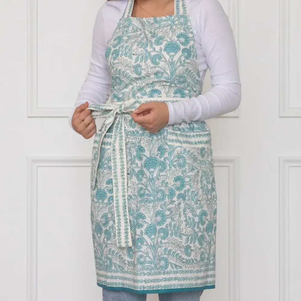 Pomegranate Inc Floral Trellis Aqua Apron Sale