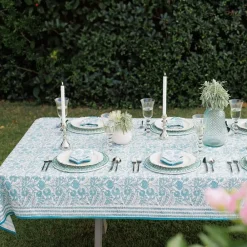 Pomegranate Inc Floral Trellis Aqua Tablecloth Best