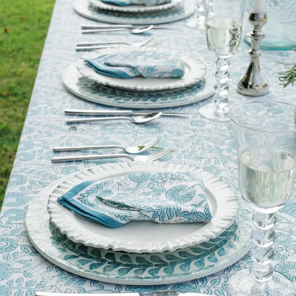 Pomegranate Inc Floral Trellis Aqua Tablecloth Best