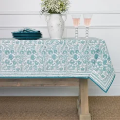 Pomegranate Inc Floral Trellis Aqua Tablecloth Best