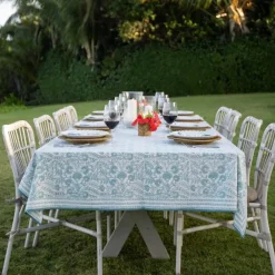 Pomegranate Inc Floral Trellis Aqua Tablecloth Best