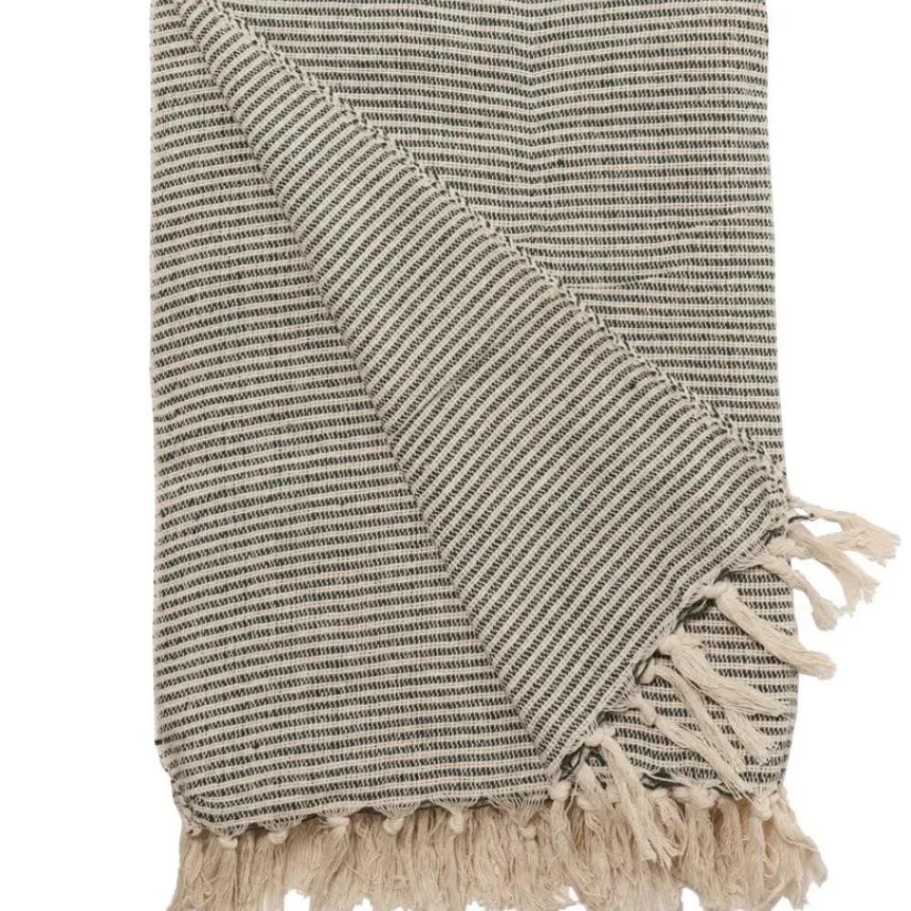 Pomegranate Inc Forest Green Woven Throw Outlet