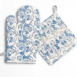 Pomegranate Inc Gardenia Vine Azure Oven Mitt Set Clearance