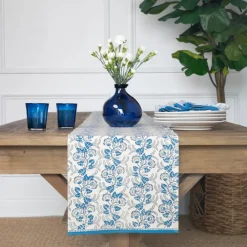 Pomegranate Inc Gardenia Vine Azure Table Runner Sale