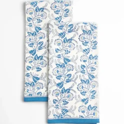 Pomegranate Inc Gardenia Vine Azure Tea Towels Discount