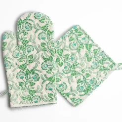 Pomegranate Inc Gardenia Vine Emerald Oven Mitt Set Outlet