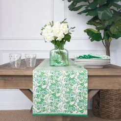 Pomegranate Inc Gardenia Vine Emerald Table Runner Outlet