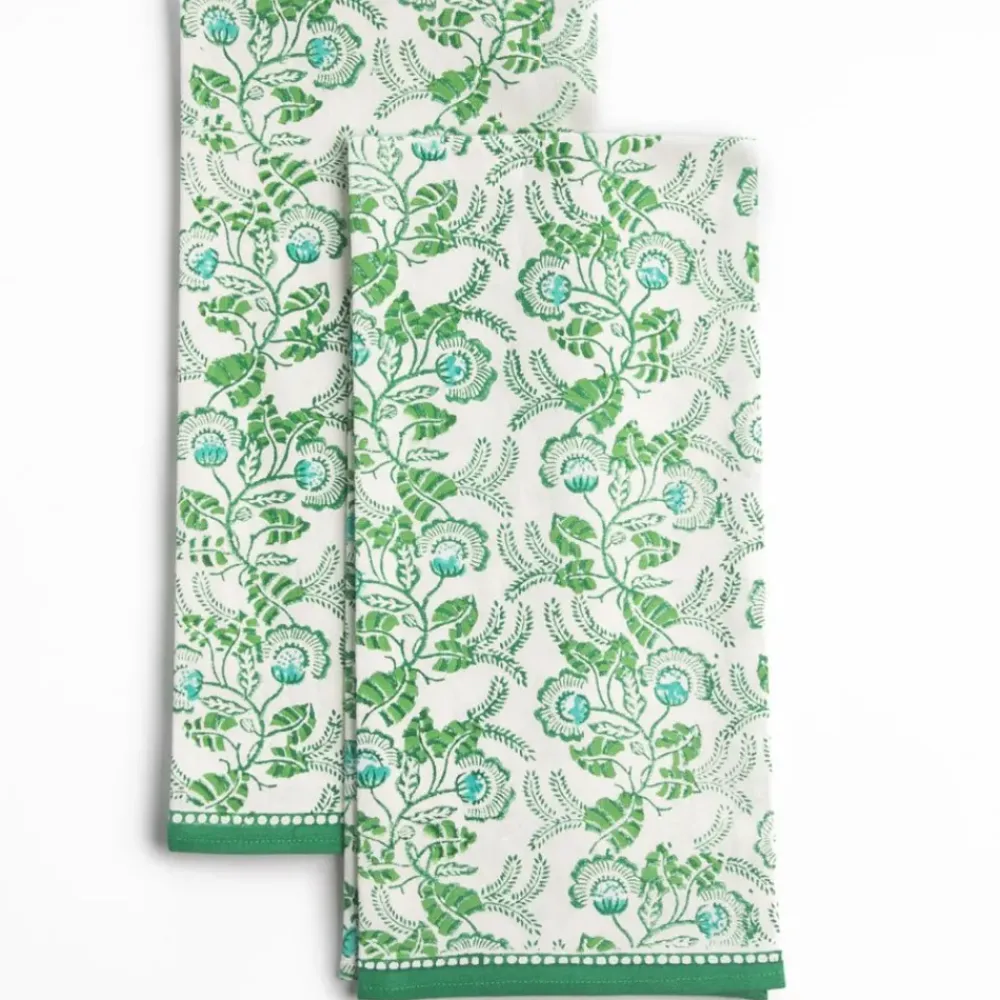 Pomegranate Inc Gardenia Vine Emerald Tea Towels Sale