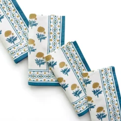 Pomegranate Inc Gaya Teal & Marigold Napkin | Set of 4 New