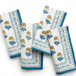Pomegranate Inc Gaya Teal & Marigold Napkin | Set of 4 New