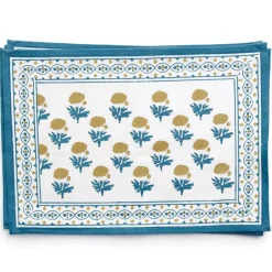Pomegranate Inc Gaya Teal & Marigold Placemat | Set of 4 Hot