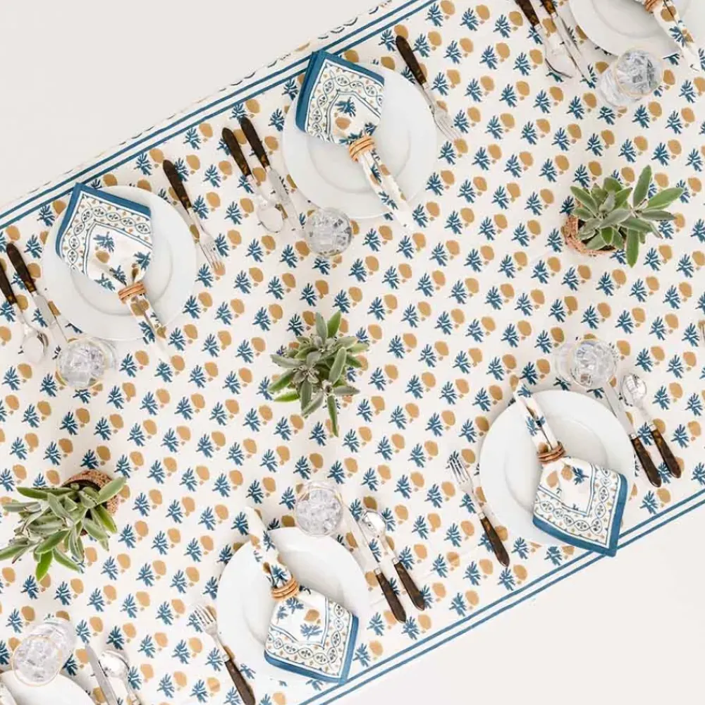 Pomegranate Inc Gaya Teal & Marigold Tablecloth Best