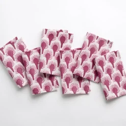 Pomegranate Inc Geo Feather Fuchsia Cocktail Napkin | Set of 6 Discount