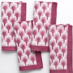 Pomegranate Inc Geo Feather Fuchsia Napkin | Set of 4 Online