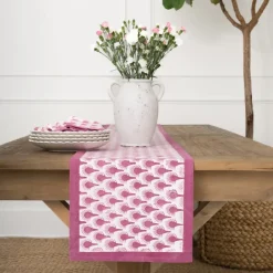 Pomegranate Inc Geo Feather Fuchsia Table Runner Best