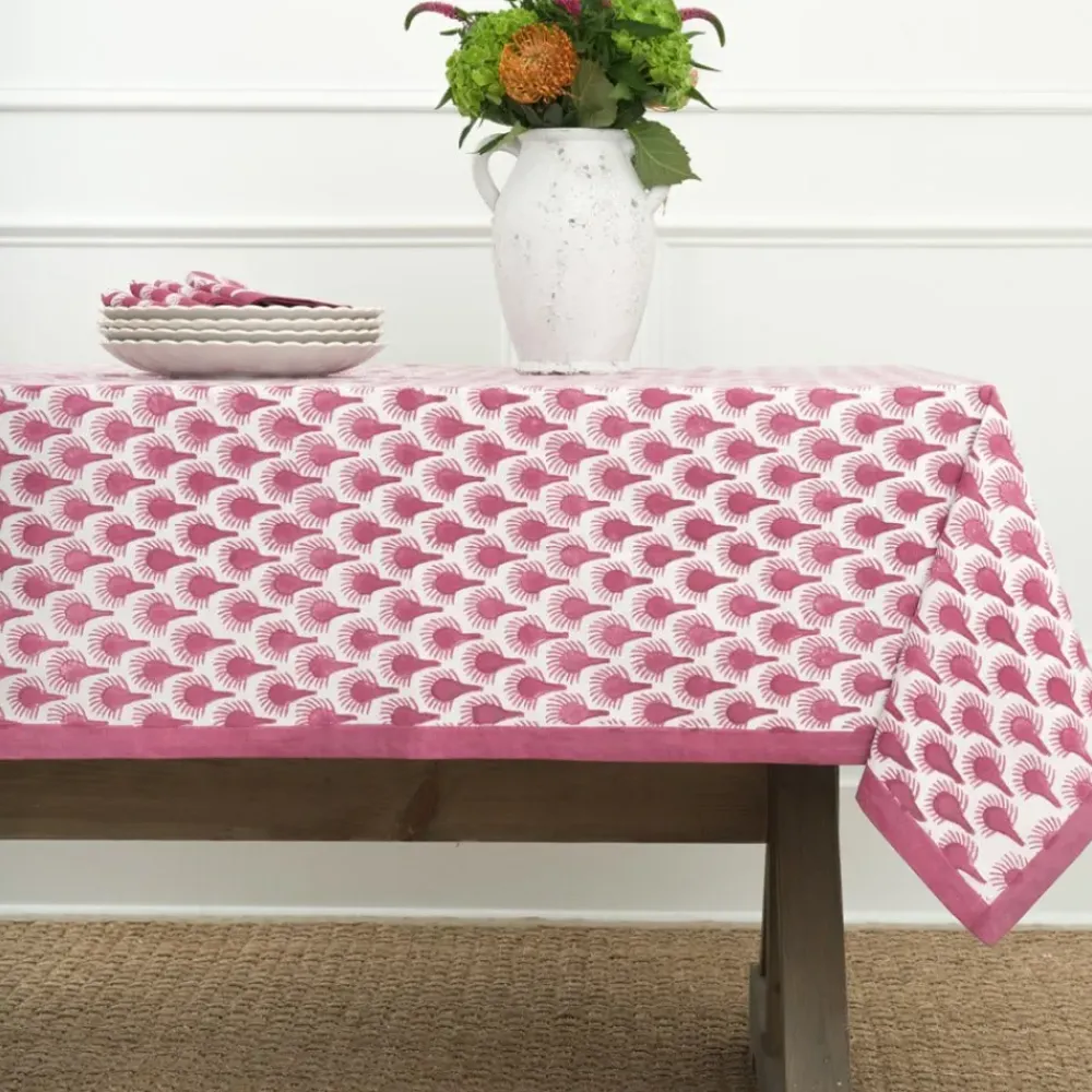 Pomegranate Inc Geo Feather Fuchsia Tablecloth Hot