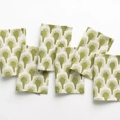 Pomegranate Inc Geo Feather Moss Cocktail Napkin | Set of 6 Outlet