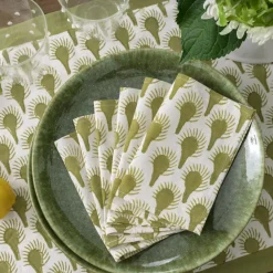Pomegranate Inc Geo Feather Moss Cocktail Napkin | Set of 6 Outlet