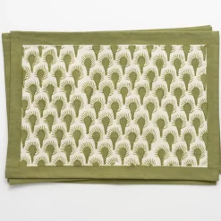 Pomegranate Inc Geo Feather Moss Placemats | Set of 4 Hot