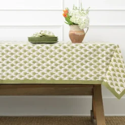 Pomegranate Inc Geo Feather Moss Tablecloth Outlet