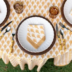 Pomegranate Inc Geo Feather Ochre Napkin | Set of 4 Hot