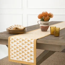 Pomegranate Inc Geo Feather Ochre Table Runner Best