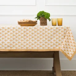 Pomegranate Inc Geo Feather Ochre Tablecloth Discount