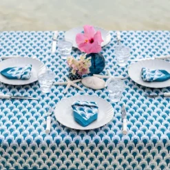 Pomegranate Inc Geo Feather Teal Napkin | Set of 4
