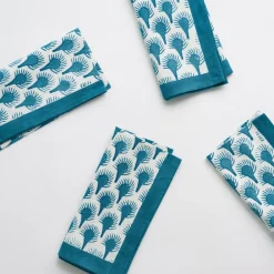 Pomegranate Inc Geo Feather Teal Napkin | Set of 4