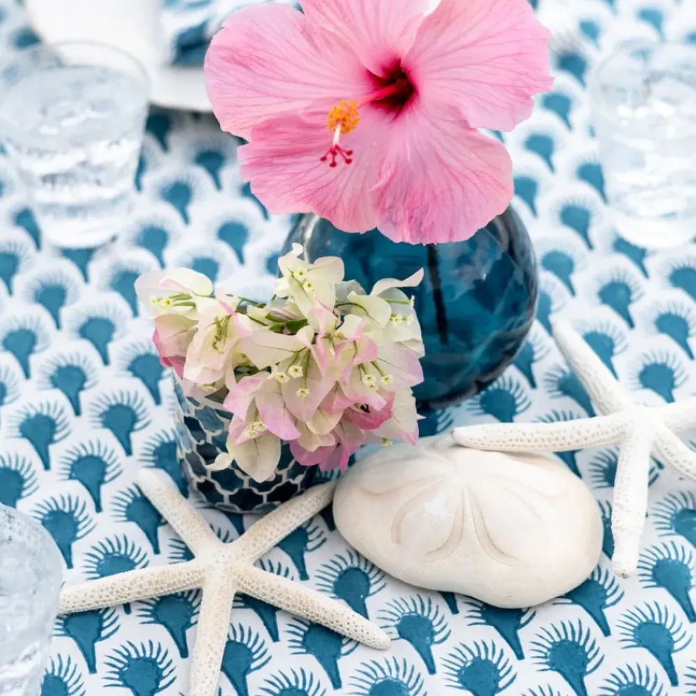 Pomegranate Inc Geo Feather Teal Tablecloth New