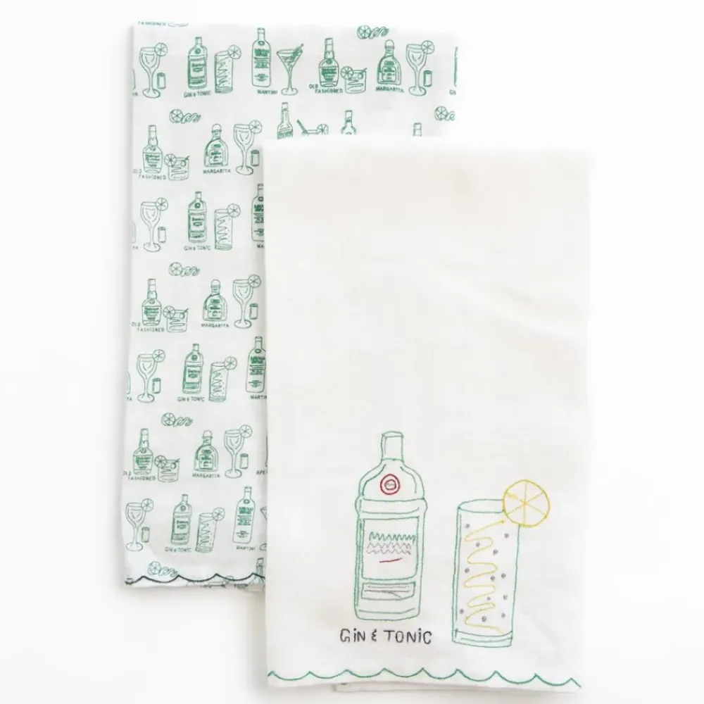 Pomegranate Inc Gin & Tonic Linen Tea Towels Outlet