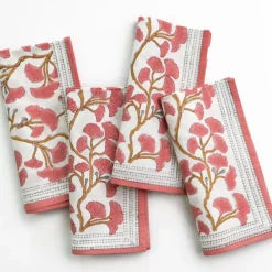 Pomegranate Inc Ginkgo Coral Napkin | Set of 4 Hot