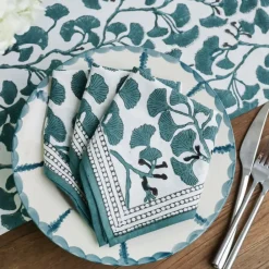 Pomegranate Inc Ginkgo Teal Napkins | Set of 4 Online