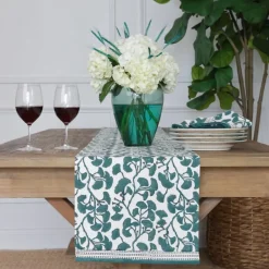 Pomegranate Inc Ginkgo Teal Table Runner Sale