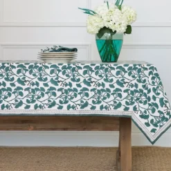 Pomegranate Inc Ginkgo Teal Tablecloth Clearance