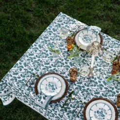 Pomegranate Inc Ginkgo Teal Tablecloth Clearance