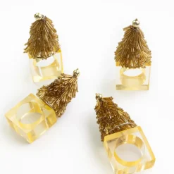 Pomegranate Inc Gold Christmas Tree Beaded Napkin Ring | Set of 4 Discount