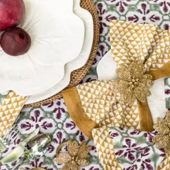 Pomegranate Inc Gold Flower Beaded Napkin Ring | Set of 4 Clearance