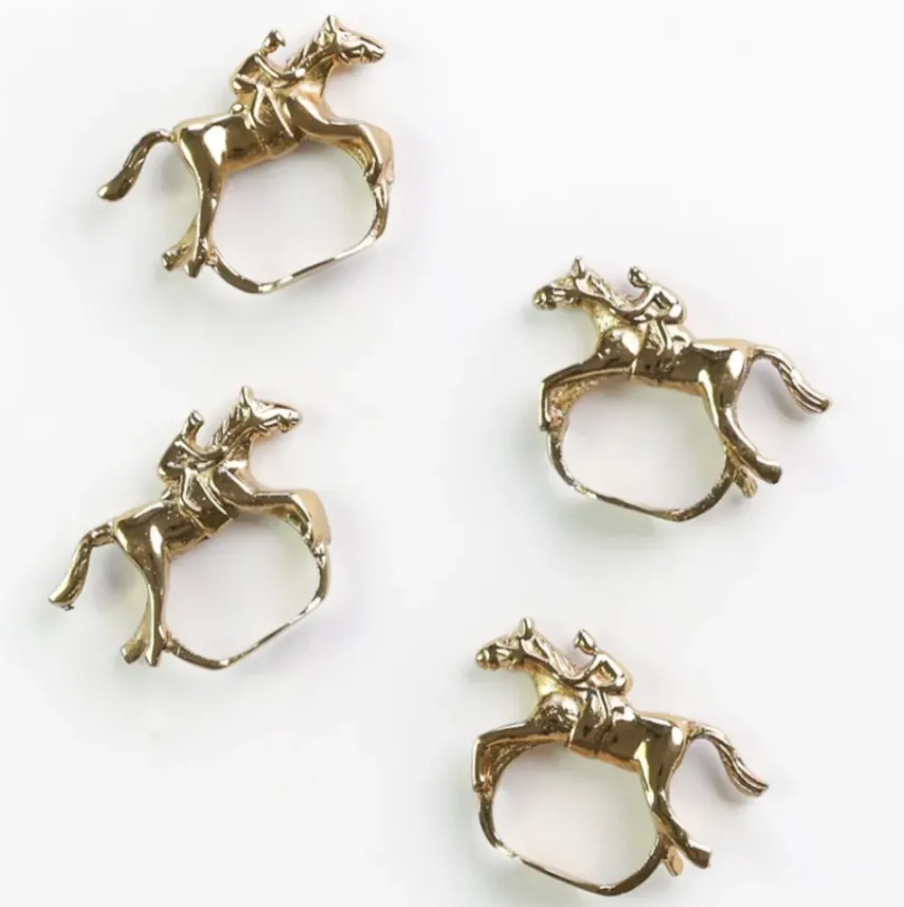 Pomegranate Inc Gold Jockey Napkin Ring | Set of 4 Outlet