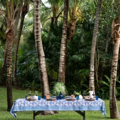 Pomegranate Inc Grecian Palm Blue & Orchid Tablecloth Sale