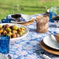 Pomegranate Inc Grecian Palm Blue & Orchid Tablecloth Sale