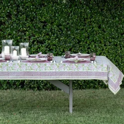 Pomegranate Inc Grecian Palm Fern & Magenta Tablecloth Clearance