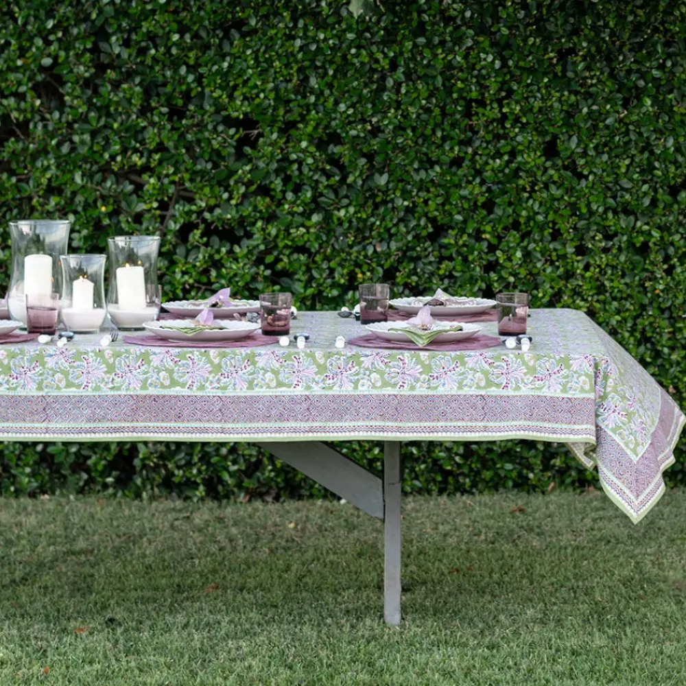 Pomegranate Inc Grecian Palm Fern & Magenta Tablecloth Clearance