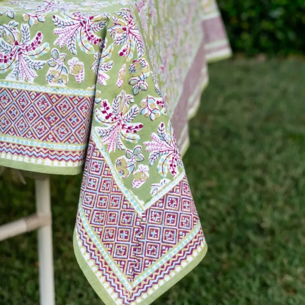 Pomegranate Inc Grecian Palm Fern & Magenta Tablecloth Clearance