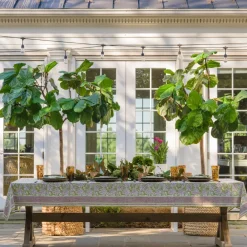 Pomegranate Inc Grecian Palm Fern & Magenta Tablecloth Clearance